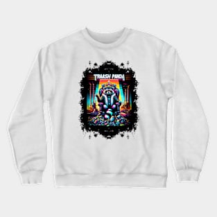 Neon Kingdom: Raccoon's Retro-Futuristic Reign Crewneck Sweatshirt